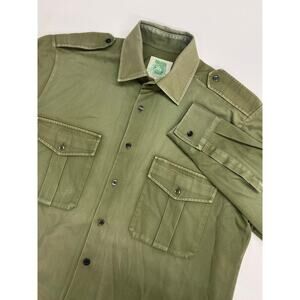 VTG Men Hoggs of Fife Country Clothing military style canvas button up shirt XL